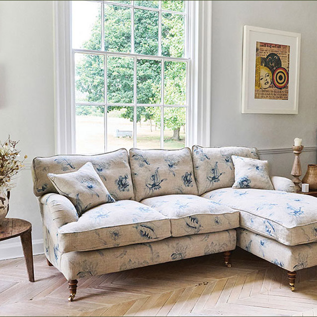 Alwinton RHF Chaise in Floral Linen Lela Mystery